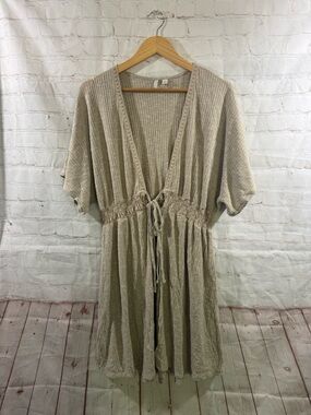 Cato Est 1946 Womens Size Large Tie Front Cardigan Tan Beach Cover Up Boho